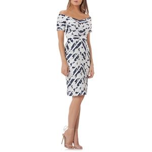 NEW W/O Tag Kay Unger Off The Shoulder Jacquard Dress 14